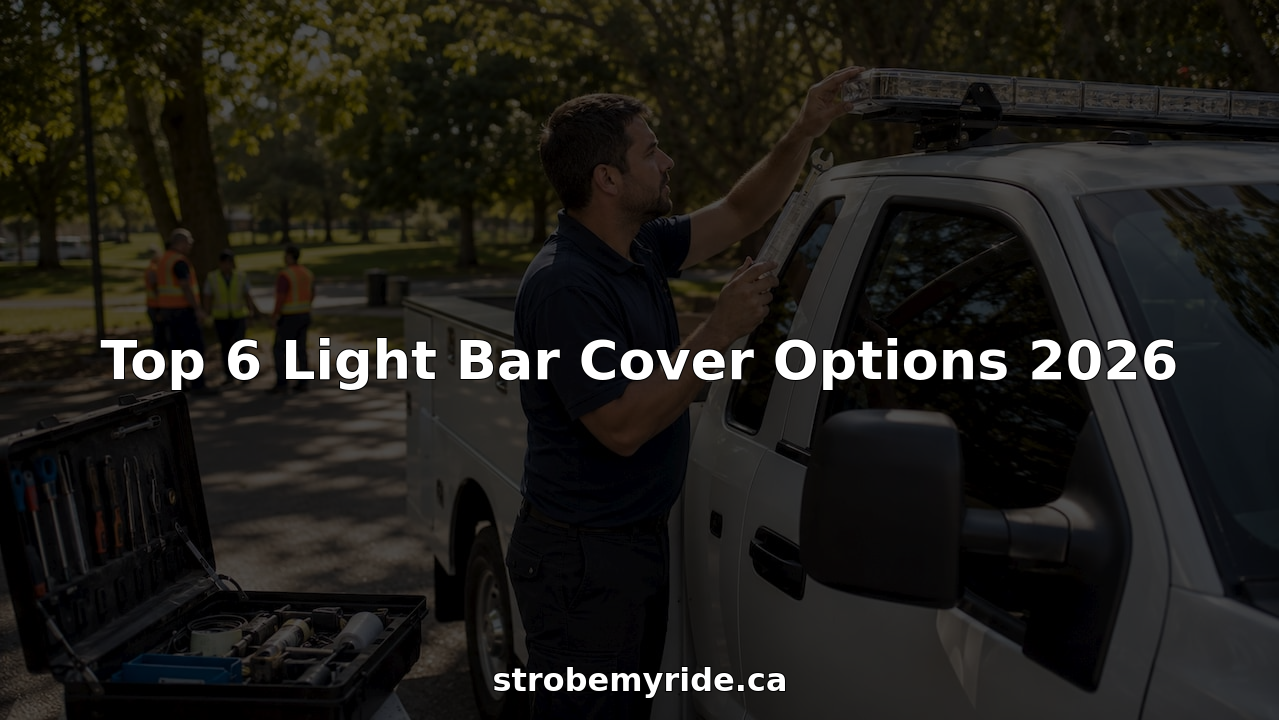 Fleet manager installing light bar cover on service truck