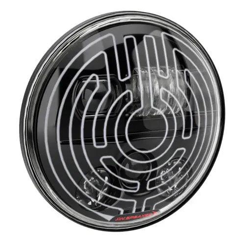 J.W. Speaker Model 8730 Shallow 7″ Round LED Headlights – Black, Heated, High/Low Beam (Pair, 12–24V).