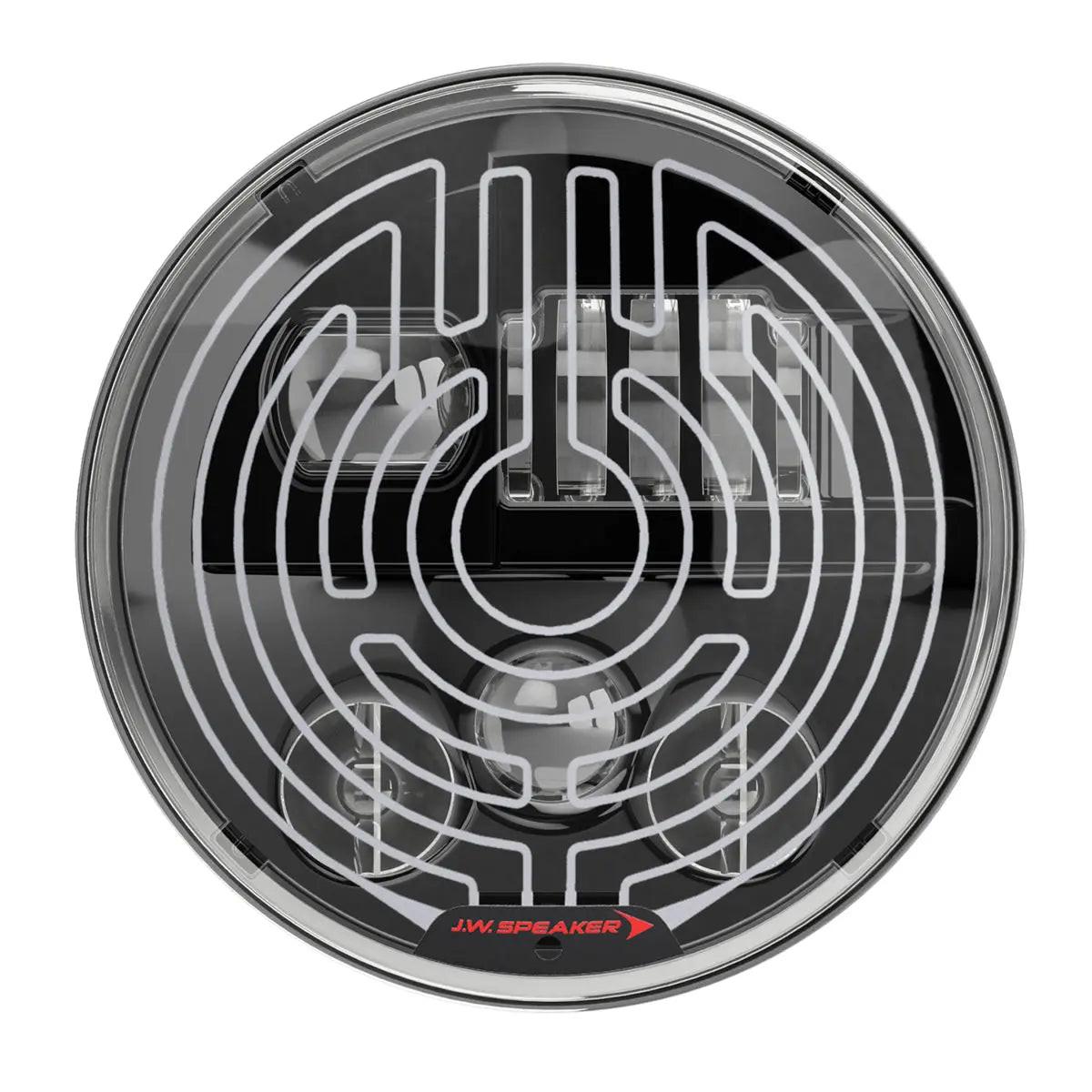 J.W. Speaker Model 8730 Shallow 7″ Round LED Headlights – Black, Heated, High/Low Beam (Pair, 12–24V).
