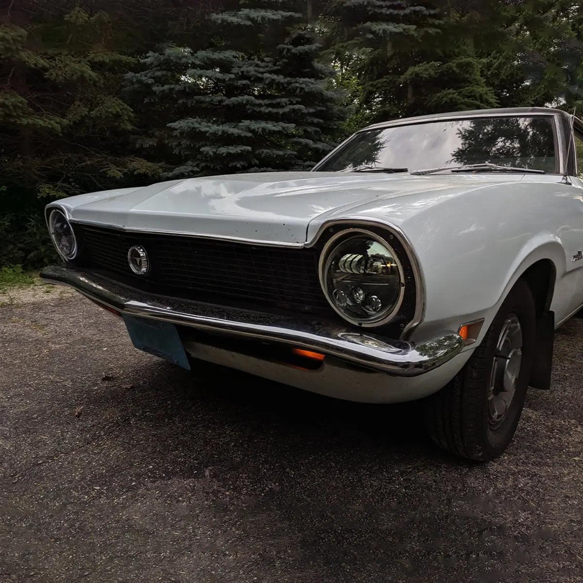 J.W. Speaker Model 8730 Shallow 7″ Round LED Headlights – Black, Heated, High/Low Beam (Pair, 12–24V).