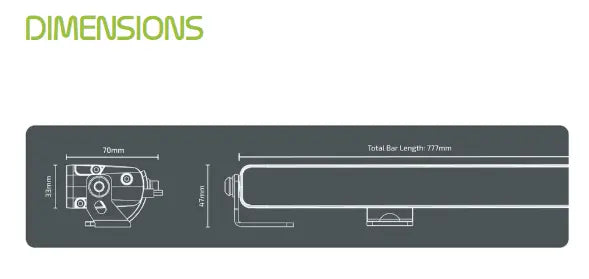 Noxsolis NX803 30.5" Slimline LED Light Bar – 14,600 lm Combo Beam (12–24 V).