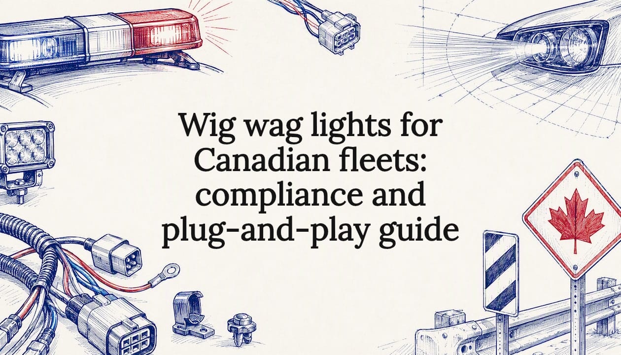 Decorative title card illustration with emergency lighting theme