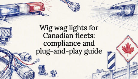 Decorative title card illustration with emergency lighting theme
