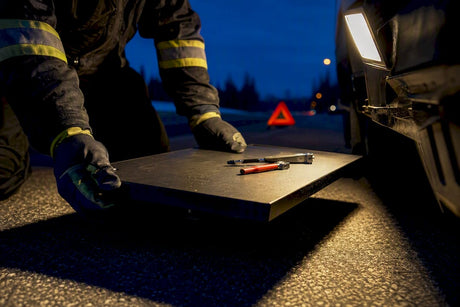 Work light illuminating roadside service area