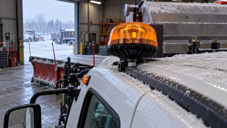 Amber beacon on snow-removal fleet vehicle
