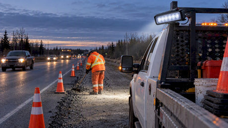 Signal Wash lighting a roadside work zone