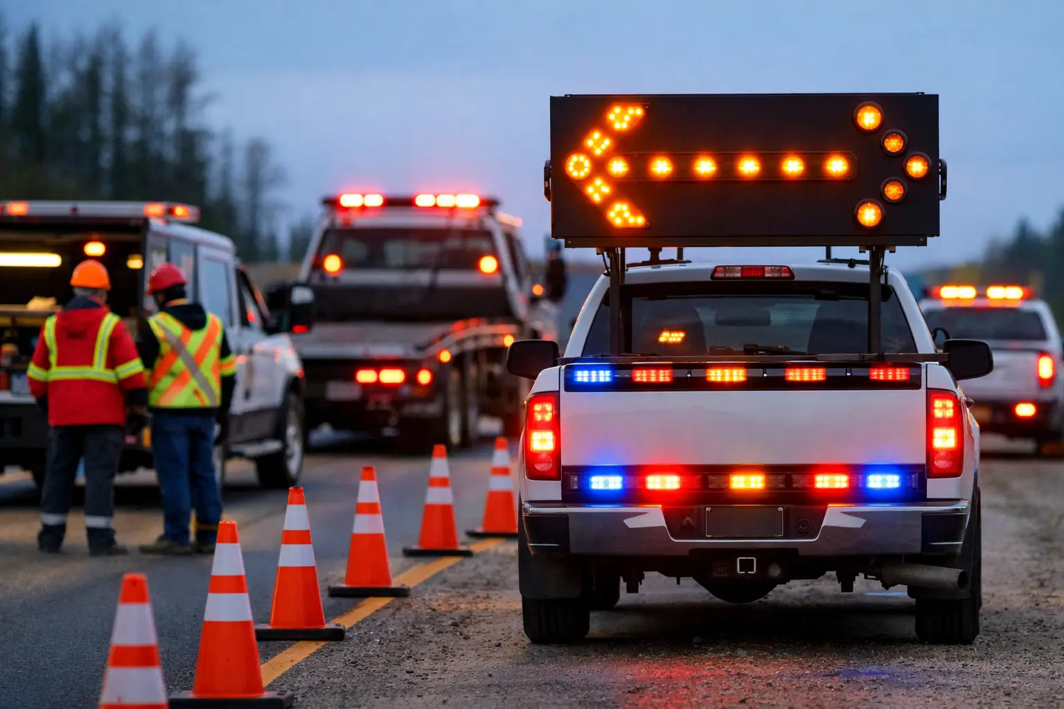 Portable Arrow Safety Lights for Roadside Work