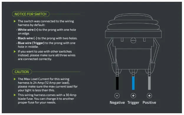 Noxsolis NX210 Standard Wiring Harness Kit – For 1 Light Bar (12–24V).