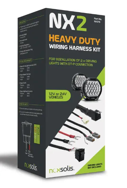 Noxsolis NX215 Heavy Duty Wiring Harness Kit – For 2 Driving Lights (DT-P Connection, 12–24V).